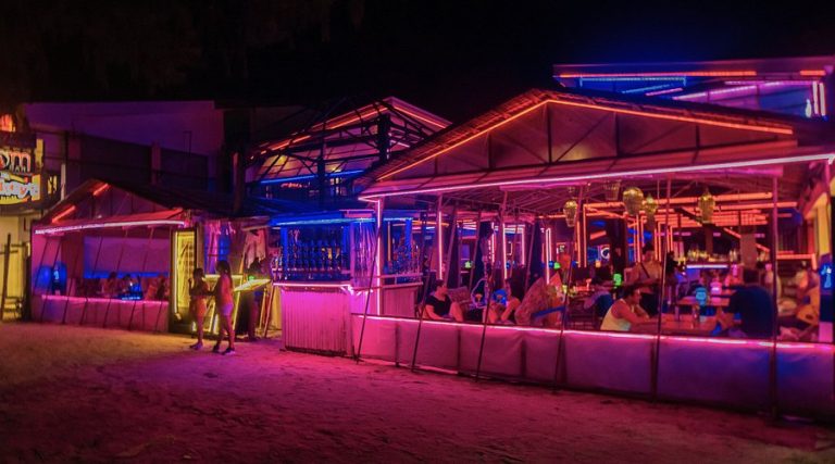 beach bar at night